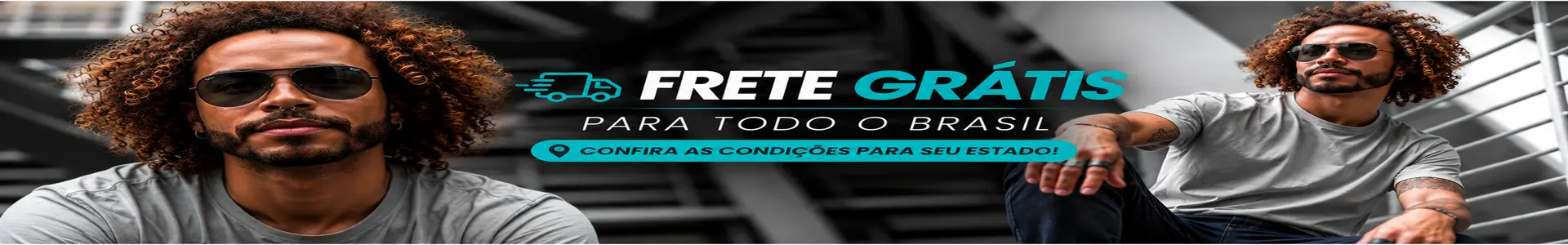 Banner para a categoria de óculos de sol masculino. Homem vestindo oculos de sol aviador