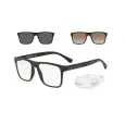 Combo Óculos Empório Armani clip-on EA4115 (Preto fosco / Verde) + Lentes 1.56 Blue Light AR