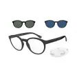Combo Óculos Empório Armani clip-on EA4152 (Preto fosco / Azul) + Lentes 1.56 Blue Light AR