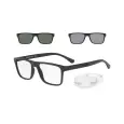 Combo Óculos Empório Armani clip-on EA4115 (Preto fosco) + Lentes 1.56 Blue Light AR