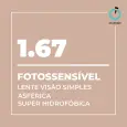 Lente Acabada 1.67 | Resina com Antirreflexo. Fotossensível. Super Hidrofóbica e Proteção UV