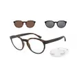 Combo Óculos Empório Armani clip-on EA4152 (Tartaruga fosco) + Lentes 1.56 Blue Light AR