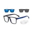 Combo Óculos Empório Armani clip-on EA4115 (Azul-escuro fosco) + Lentes 1.56 Blue Light AR