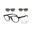 Combo Óculos Empório Armani clip-on EA4152 (Preto fosco) + Lentes 1.56 Blue Light AR